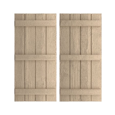 Rustic Four Board Joined Board-n-Batten Rough Sawn Faux Wood Shutters, 22W X 62H